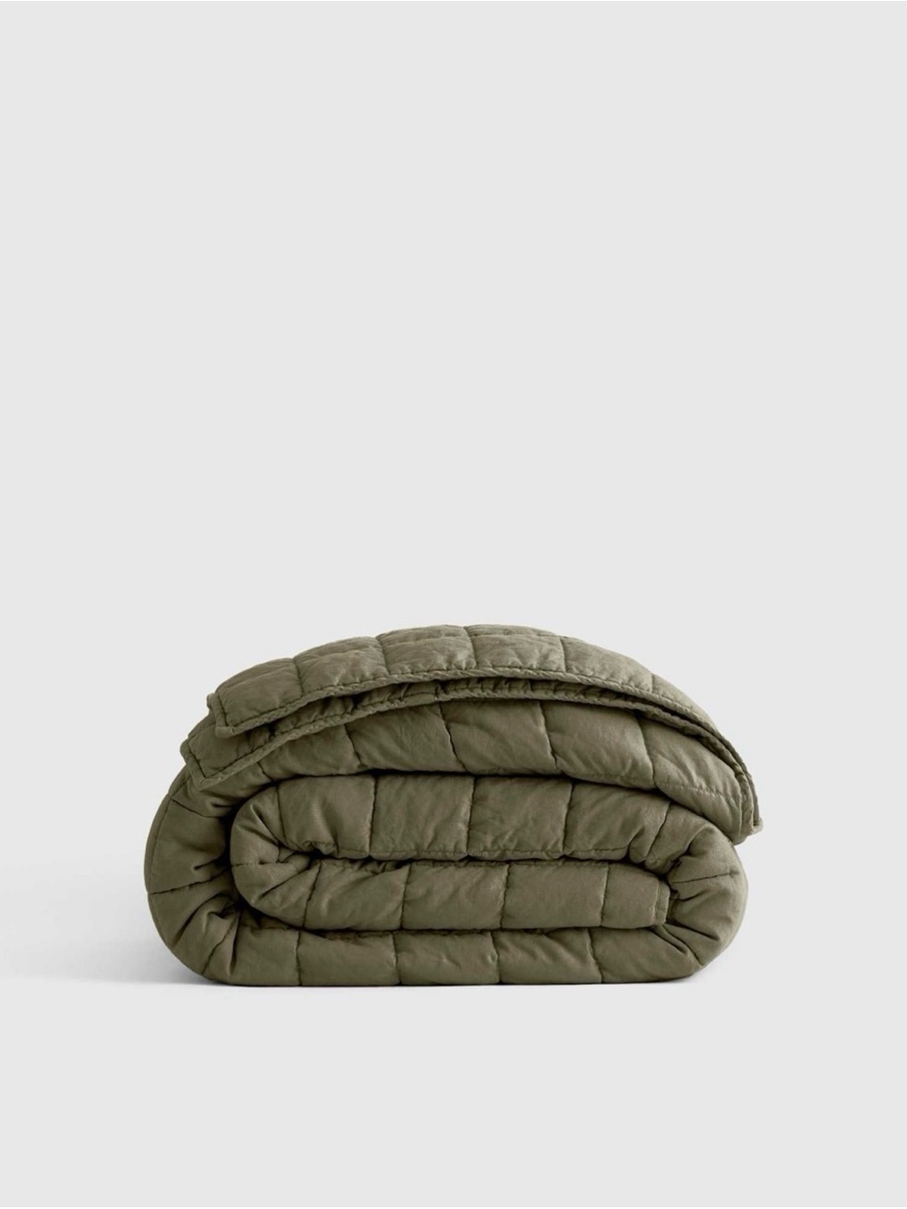 Quince European Linen Box Quilt, Full/Queen in Dusty Olive